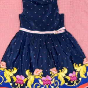 Janie and jack blue floral dress belted size 3